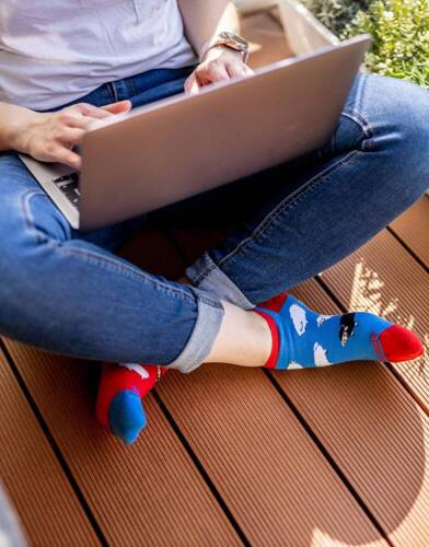 Baranki Owieczki Skarpety stopki finest cotton dwie różne Sesto Senso niebieski