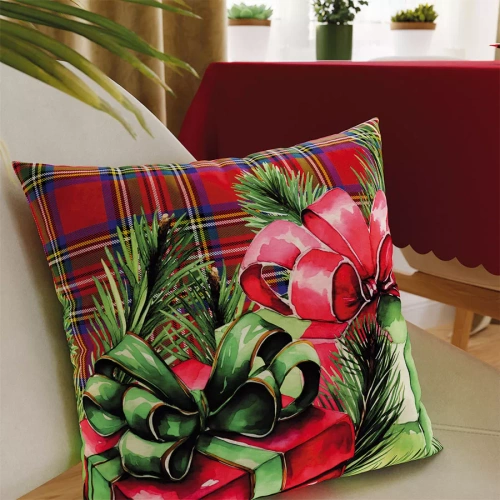 Poszewka świąteczna Prezenty Markizeta czerwony