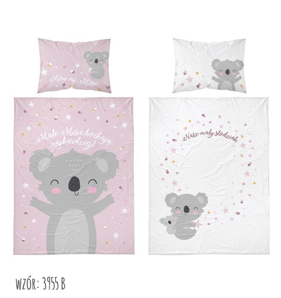 Pościel bawełniana do łóżeczka 3955 B Mayamoo 105 miś koala Detexpol różowy