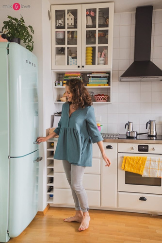 Tunika z muślinu organicznego Mother Nature Milk&Love sosnowa zieleń