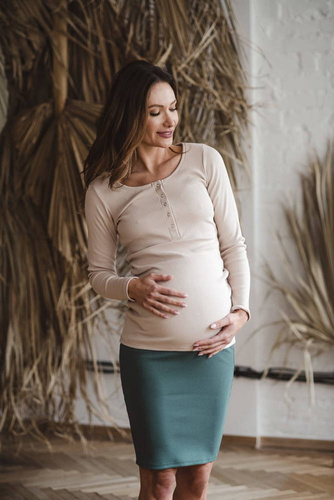 Bluzka ciążowa i do karmienia Tummy Milk&Love beżowy