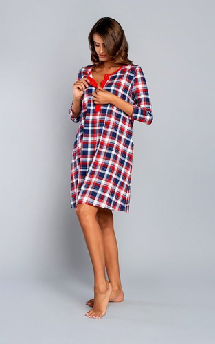 Rugia koszula nocna ciążowa i do karmienia rękaw 3/4  Italian Fashion- granat 