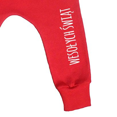 Spodnie na Wielkanoc "WESOŁYCH ŚWIĄT" Moocha czerwony