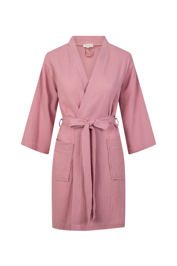 Szlafrok damski muślinowy Mila ByShelly - brudny róż