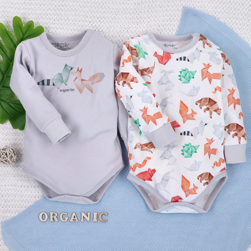 Body z bawełny organicznej Fun Origami Nini szary