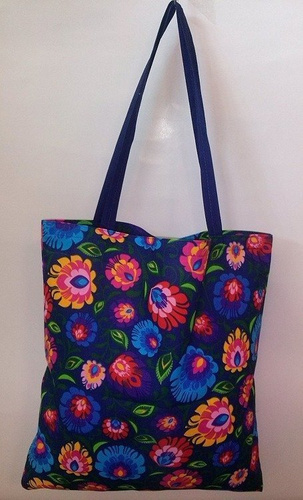 Torba bawełniana na zakupy Kwiatki wzór serwetki szary