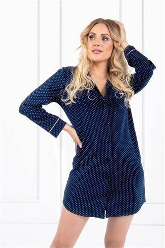 Koszula nocna rozpinana Night Heaven Momenti Per Me navy 