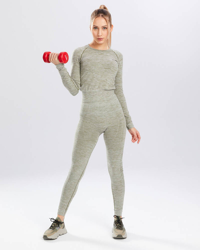 Bluzka damska długi rękaw Melange Rashguard Spaio khaki