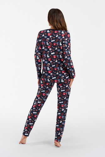 Piżama Damska długi rękaw, długie spodnie Cookies Italian Fashion - druk
