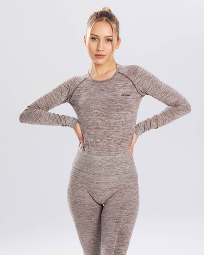 Bluzka damska długi rękaw Melange Rashguard Spaio coffee