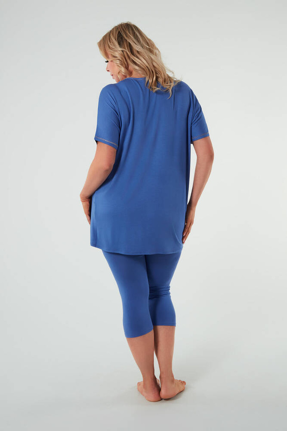 Piżama Damska krótki rękaw, 3/4 spodnie Natura Italian Fashion - niebieski
