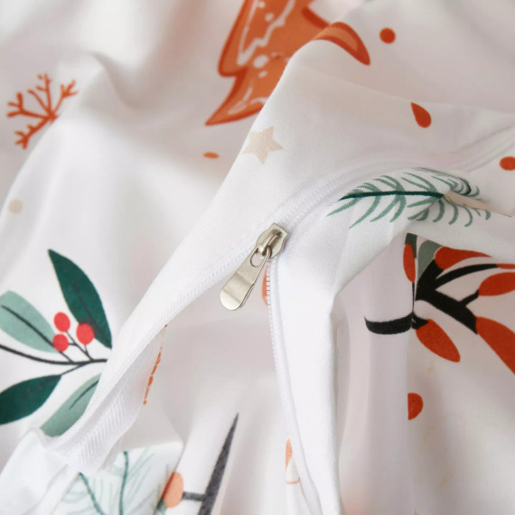 Spod Igły i Nitki Gingerbread pierniczki Pościel mikrosatynowa świąteczna I25 biała– miękka mikrofibra, zamek błyskawiczny