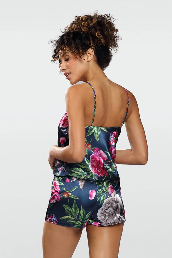 Komplet piżama damska Flowers DKaren -DK-KK 1 granatowy