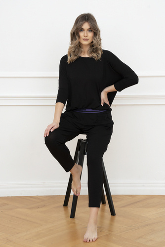 Komplet Damski 3/4rękaw, dł.spodnie Styl Italian Fashion czarny