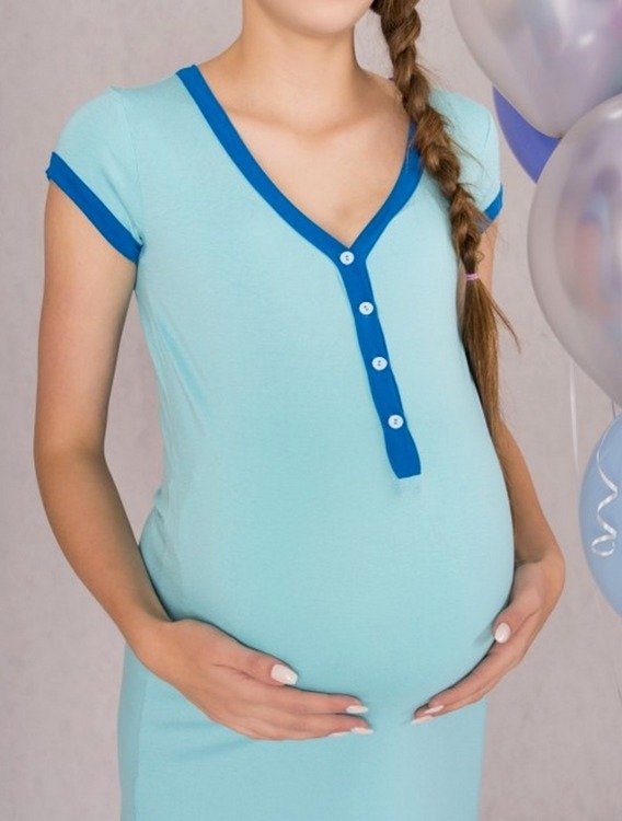 981 Koszula Nocna, ciążowa, do karmienia MIRACLE - błękit