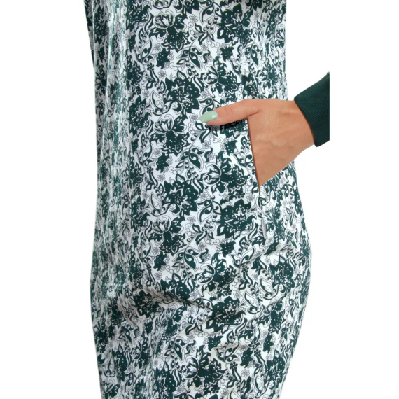 Koszula nocna Julia Long Sesto Senso kwiaty ciemna zieleń