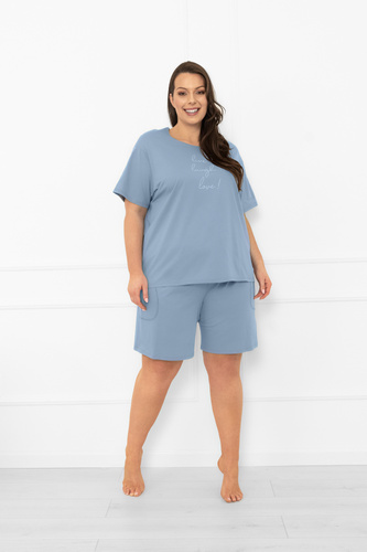 Piżama damska Ksara Italian Fashion – wygodny komplet z krótkim rękawem - stalowy