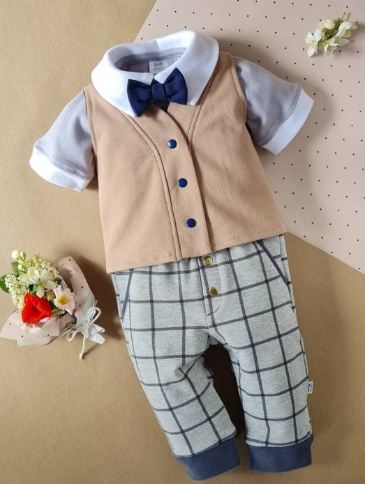 Body z krótkim rękawem 045KR Little Gentleman Marija - szary