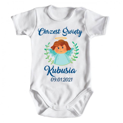 Body krótki rękaw "Chrzest dla chłopca z imieniem" Moocha biały