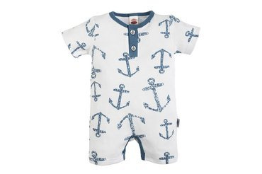 Pajac letni, rampers "BLUE SEA" Makoma biały