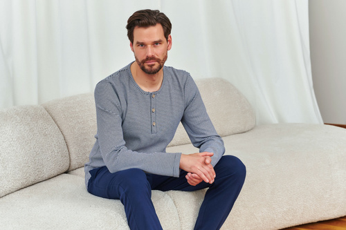 Doctor Nap 7353 – Męska piżama bawełniana | Długi rękaw, spodnie ze ściągaczami