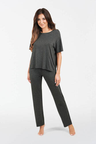 Komplet damski Akord krótki rękaw, długie spodnie Italian Fashion - ciemny melanż