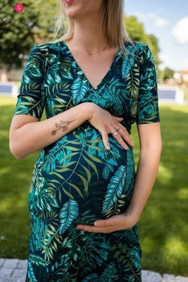 Two Ways LONG Sukienka do karmienia ciążowa krótki rękaw Milk&Love granatowy