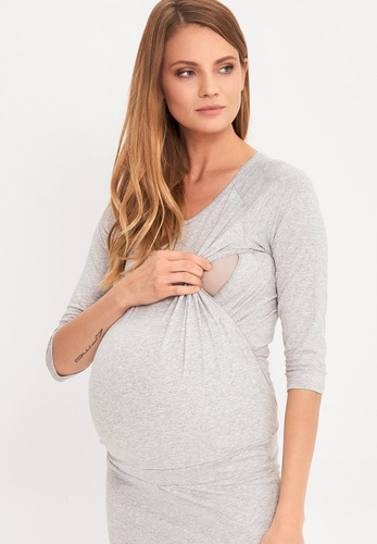 Sukienka ciążowa i do karmienia rękaw 3/4 Cool Mama szary