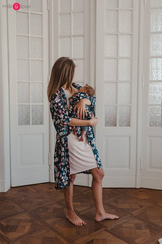 Bambusowa koszula nocna ciążowa i do karmienia Moon Milk&Love beżowy