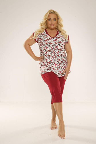 Piżama Damska 489/491 Mia Plus Size Forex- czerwony