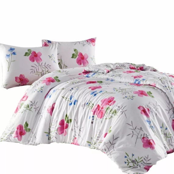 Pościel flanelowa kwiaty 31504/2 Darymex biały/róż