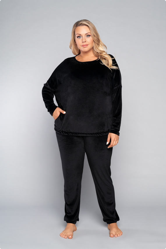 Komplet Damski dł. rękaw, dł. spodnie Juga Italian Fashion czarny