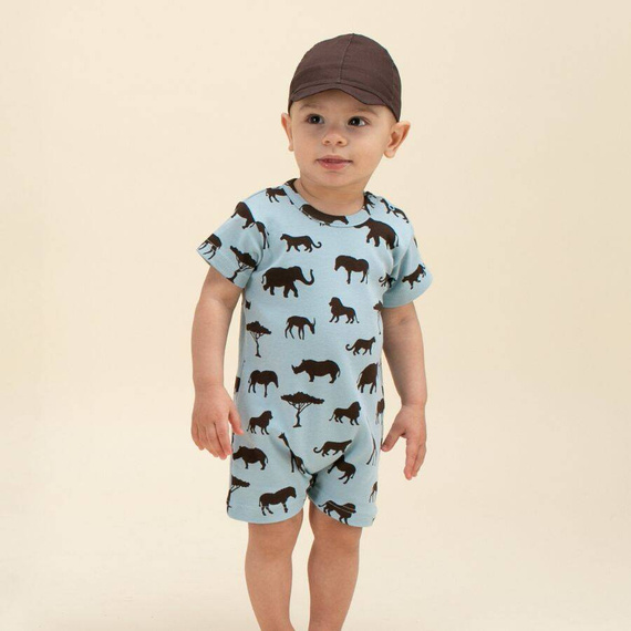 Rampers dla chłopca Safari Pinokio - afryka niebieski