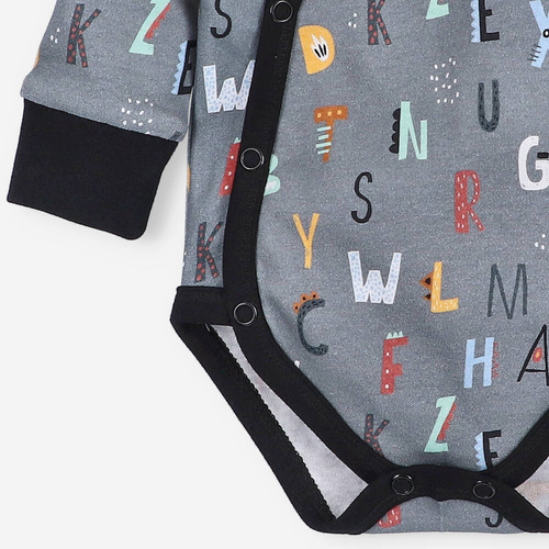 Body kopertowe z bawełny organicznej Alfabet Nini druk