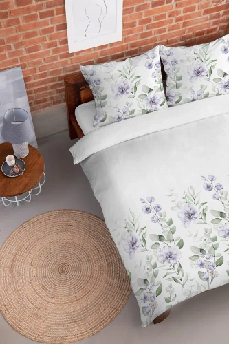 Pościel flanelowa kwiaty polne 4522 B Detexpol biały/róż 