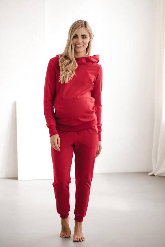 Dresowe spodnie ciążowe Milk&Love karminowa czerwień