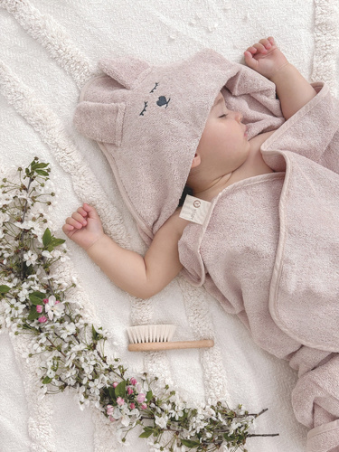 Niemowlęce okrycie kąpielowe z uszami Yosoy - natural 