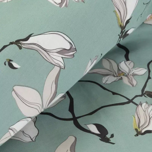 Pościel satynowa Spring 04 Kwiaty Eurofirany miętowy