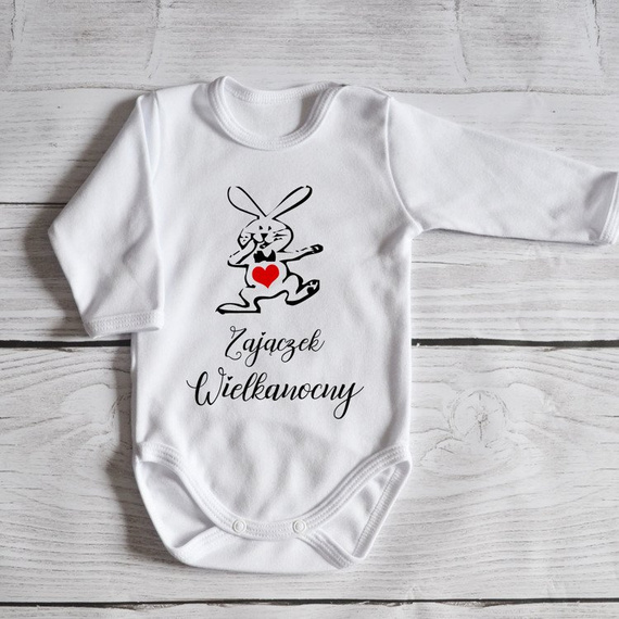 Body długi rękaw "Zajączek Wielkanocny" Moocha białe