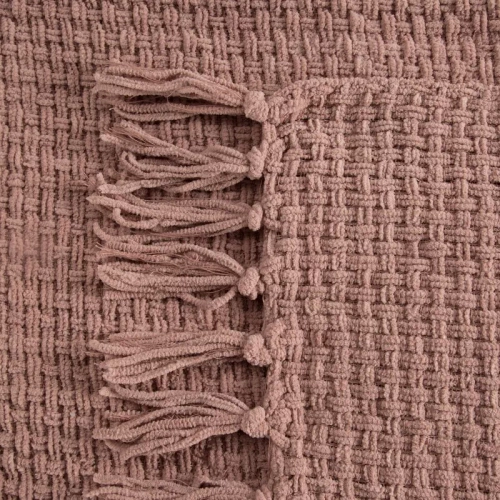 Koc tkany narzuta z frędzlami Suzi Eurofirany różowy  