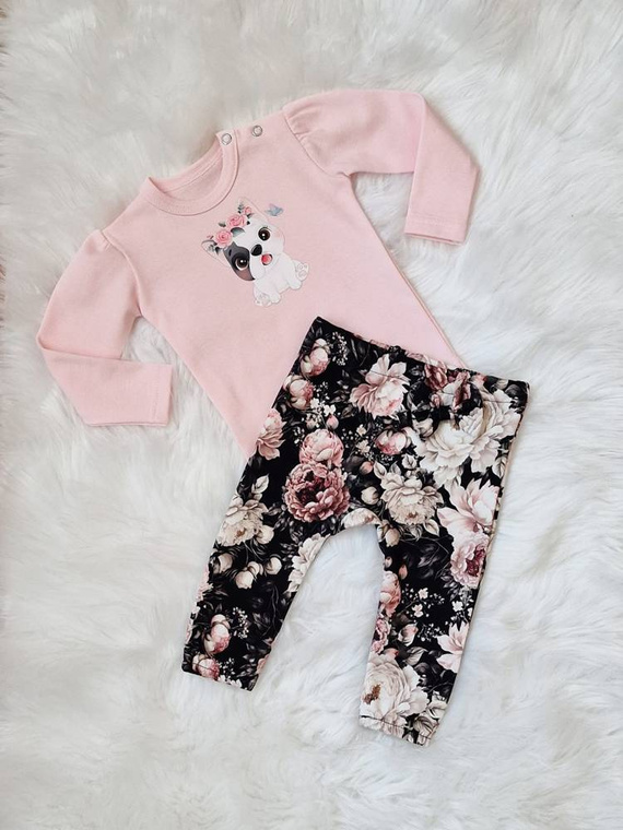 Body z długim rękawem Puppy Bambarillo pudrowy róż