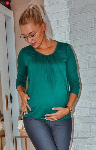 Bluzka ciążowa i do karmienia z rękawem 7/8 Kangaroo Milk&Love butelkowa zieleń 
