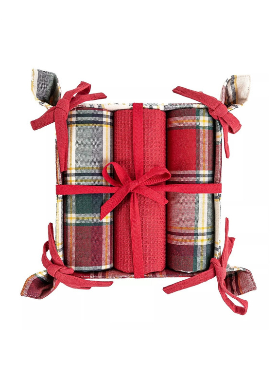 Komplet ściereczek kuchennych Moraj MRK1500-021 – bawełna, 3 sztuki w koszyczku