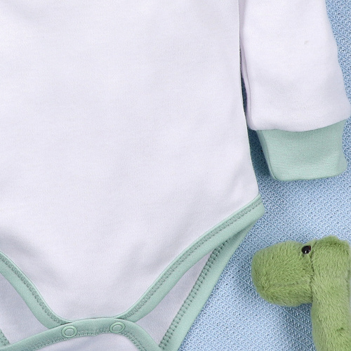 Body niemowlęce Dino Explorer Nini biały– bawełna organiczna, długi rękaw