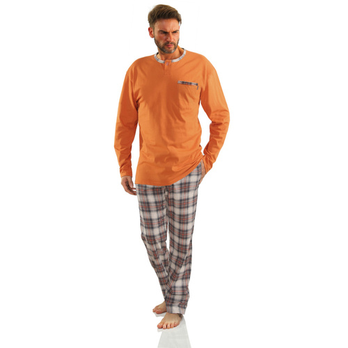 Bawełniana piżama męska z długim rękawem 2576/26 Jasiek Sesto Senso - pomarańczowy 