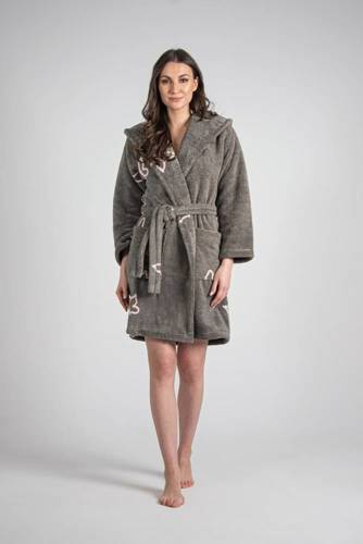 Krótki Szlafrok damski 672 Motyle Forex - szary