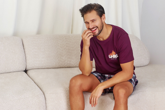 PMB.7201 Piżama Męska Doctor Nap - burgundy