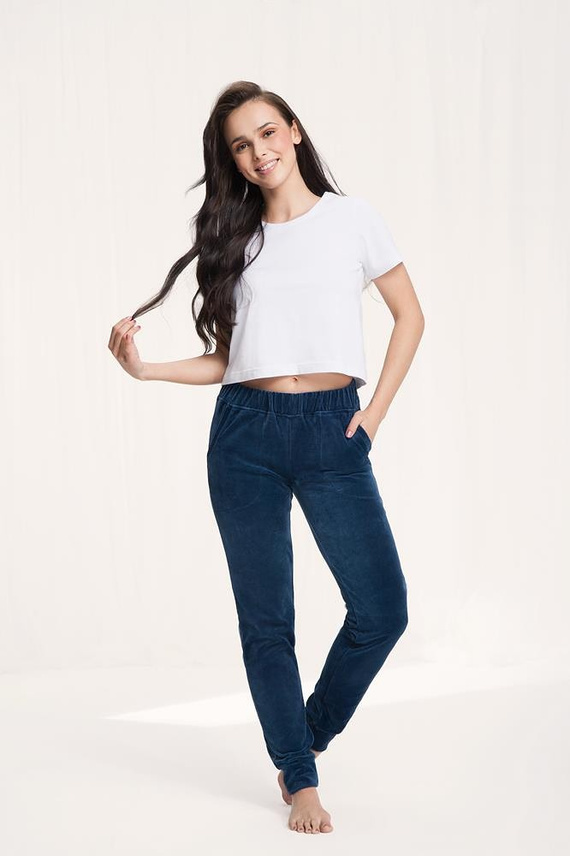 Spodnie dresowe Damskie 310 Welur Luna -czarny