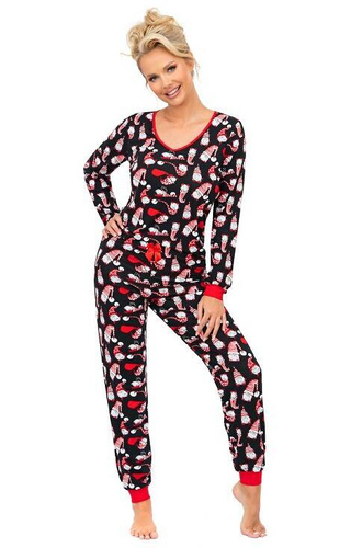 Piżama damska Santi Long Donna - czarna