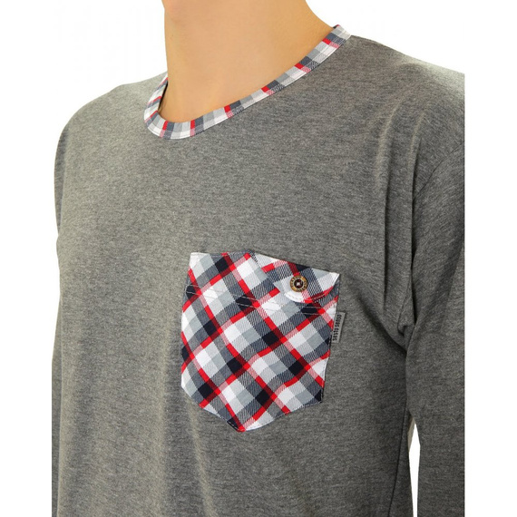 Bawełniana piżama męska z długim rękawem 04 Sesto Senso - bordowy